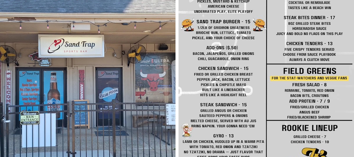 Sand Trap Sports Bar Menu